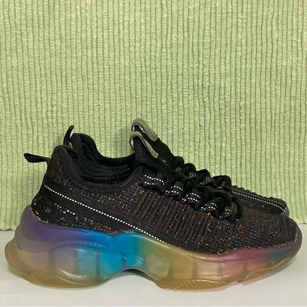 Steve Madden Girls Black Maxima R-Rhinestone Detail Chunky Sneakers Shoes SZ 3